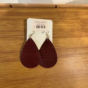 Red Leather Teardrop Earrings